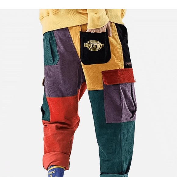 Aelfric Eden Men's Color Patchwork Cargo Pants Hip hop Joggers Streetwear Pants - Picture 4 of 4